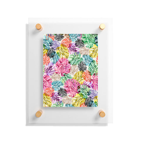 Ninola Design Colorful Tropical Monstera Leaves Floating Acrylic Print