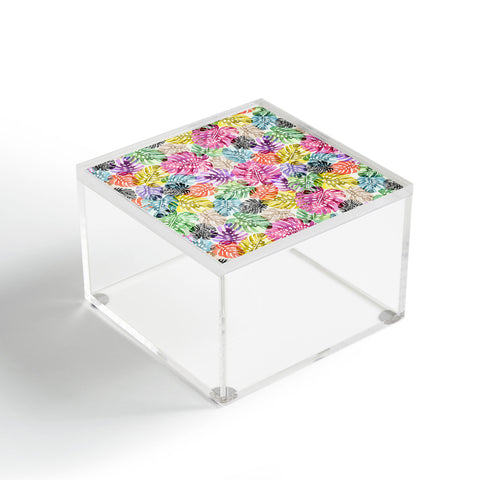 Ninola Design Colorful Tropical Monstera Leaves Acrylic Box