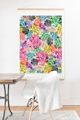 Ninola Design Colorful Tropical Monstera Leaves Art Print And Hanger