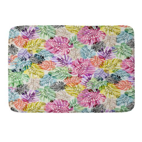 Ninola Design Colorful Tropical Monstera Leaves Memory Foam Bath Mat