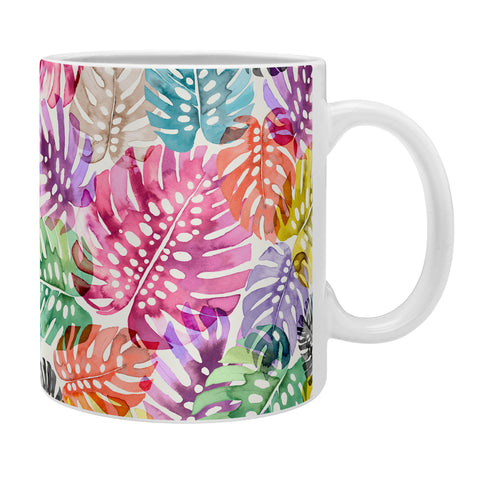 Ninola Design Colorful Tropical Monstera Leaves Coffee Mug