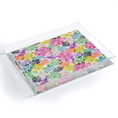Ninola Design Colorful Tropical Monstera Leaves Acrylic Tray
