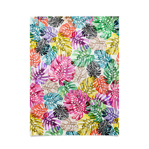 Ninola Design Colorful Tropical Monstera Leaves Poster
