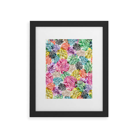 Ninola Design Colorful Tropical Monstera Leaves Framed Art Print