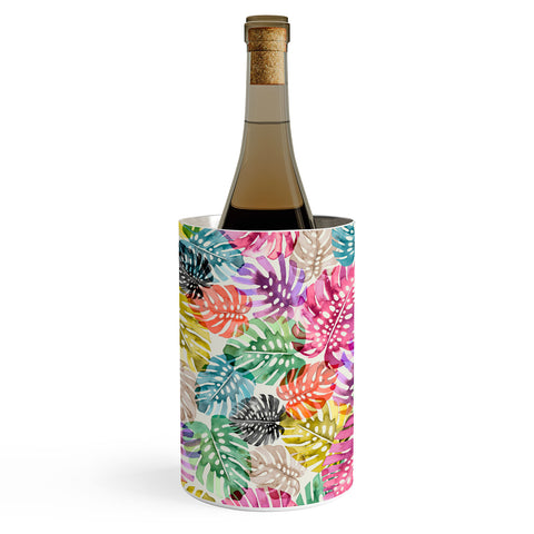 Ninola Design Colorful Tropical Monstera Leaves Wine Chiller