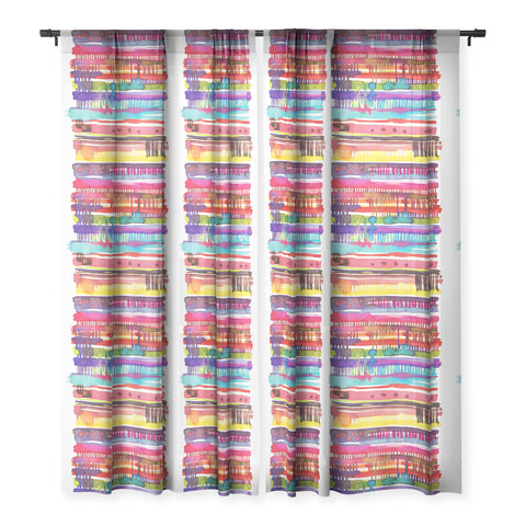 Ninola Design Colorful weaving loom Sheer Window Curtain