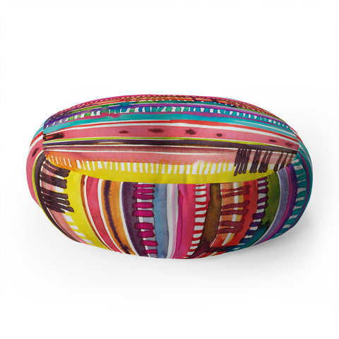 Ninola Design Colorful weaving loom Floor Pillow Round