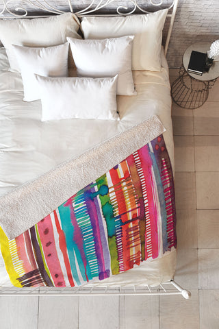 Ninola Design Colorful weaving loom Fleece Throw Blanket