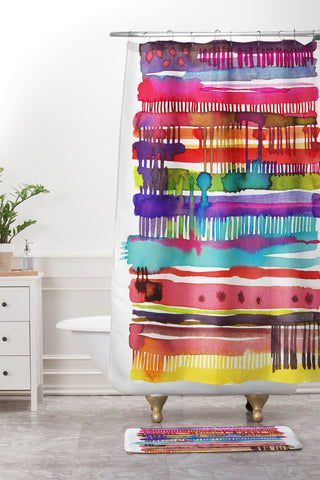 Ninola Design Colorful weaving loom Shower Curtain And Mat