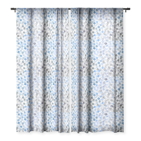 Ninola Design Confetti Plaids Blue Sheer Window Curtain