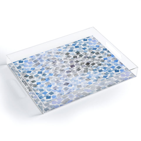 Ninola Design Confetti Plaids Blue Acrylic Tray