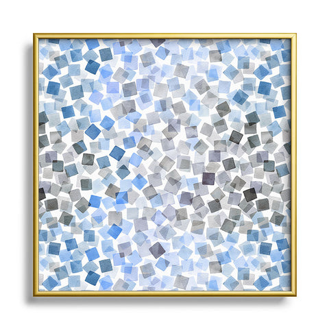 Ninola Design Confetti Plaids Blue Metal Square Framed Art Print