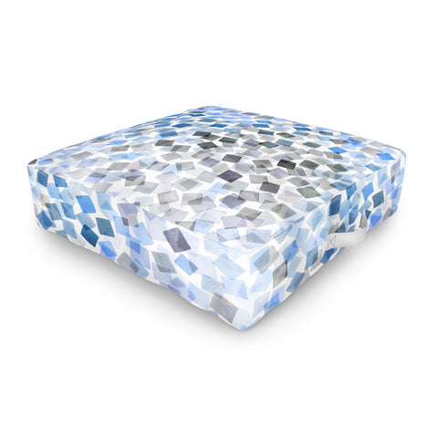 Ninola Design Confetti Plaids Blue Outdoor Floor Cushion