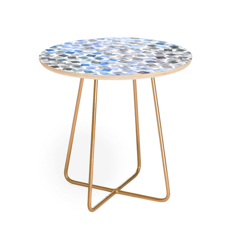 Ninola Design Confetti Plaids Blue Round Side Table