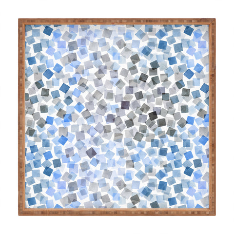Ninola Design Confetti Plaids Blue Square Tray