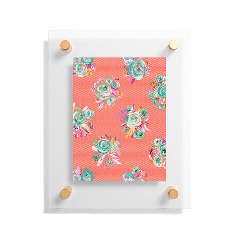 Ninola Design Coral and green sweet roses bouquets Floating Acrylic Print