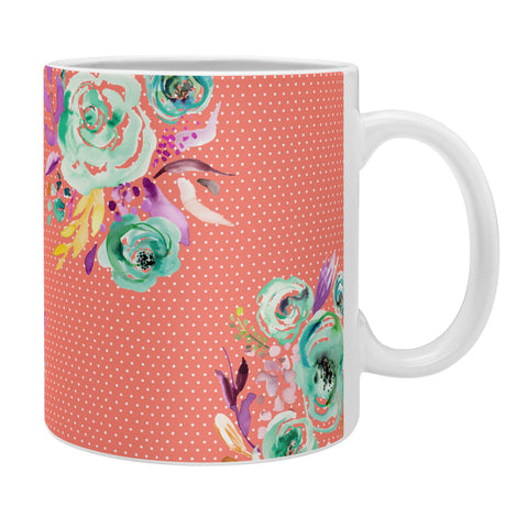 Ninola Design Coral and green sweet roses bouquets Coffee Mug