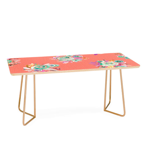 Ninola Design Coral and green sweet roses bouquets Coffee Table