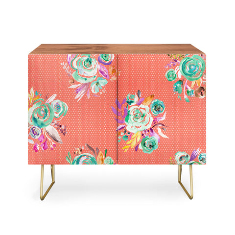 Ninola Design Coral and green sweet roses bouquets Credenza