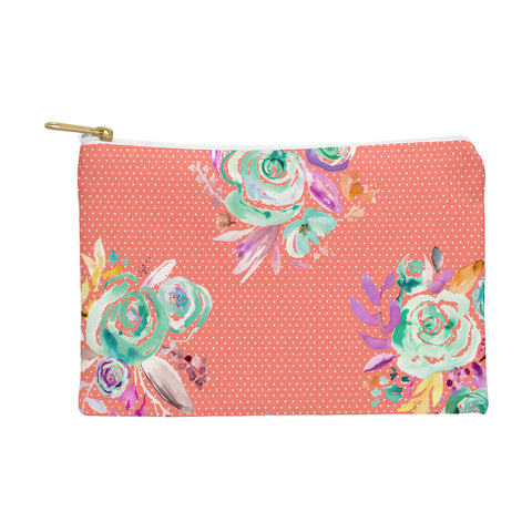 Ninola Design Coral and green sweet roses bouquets Pouch