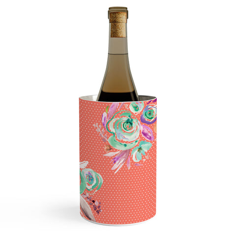 Ninola Design Coral and green sweet roses bouquets Wine Chiller