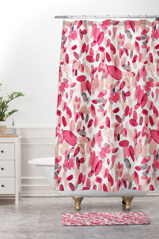 Ninola Design Coral Flower Petals Shower Curtain And Mat