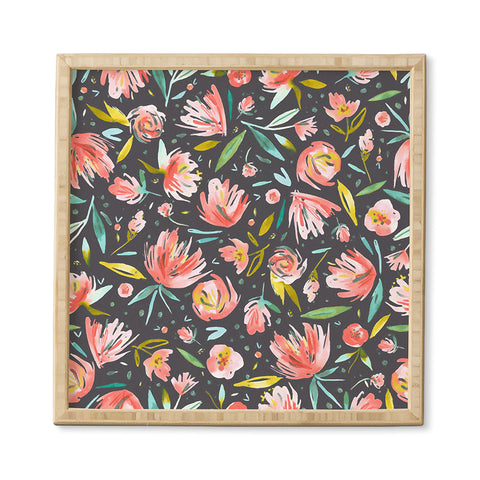 Ninola Design Coral peonies festival floral Framed Wall Art