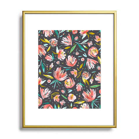 Ninola Design Coral peonies festival floral Metal Framed Art Print