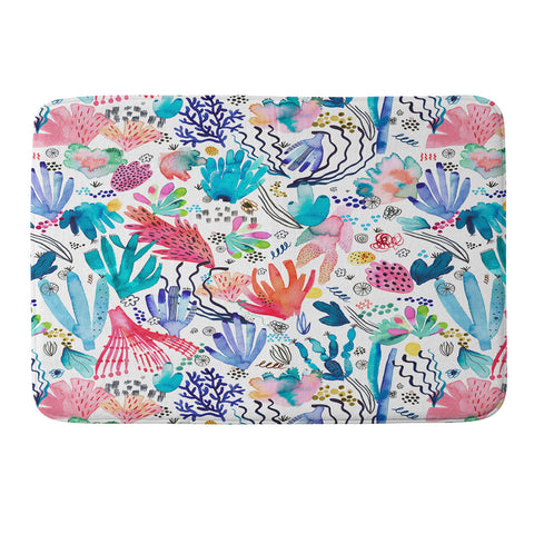 Ninola Design Coral Reef Watercolor Memory Foam Bath Mat