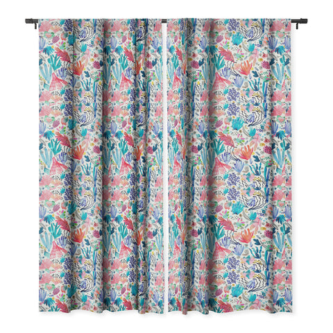 Ninola Design Coral Reef Watercolor Blackout Window Curtain