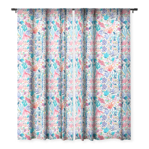 Ninola Design Coral Reef Watercolor Sheer Window Curtain