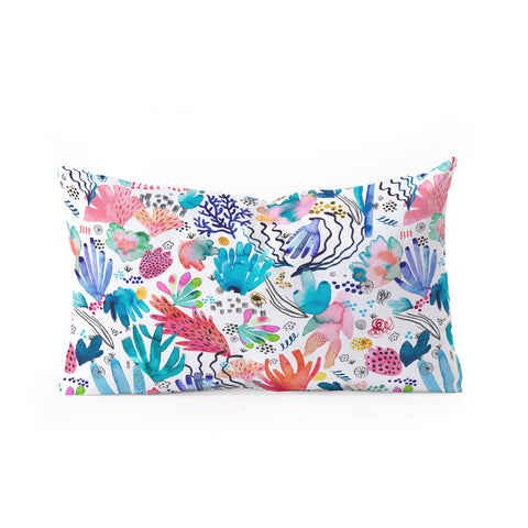 Ninola Design Coral Reef Watercolor Oblong Throw Pillow