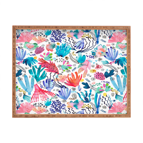 Ninola Design Coral Reef Watercolor Rectangular Tray