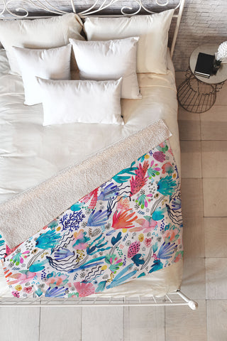 Ninola Design Coral Reef Watercolor Fleece Throw Blanket