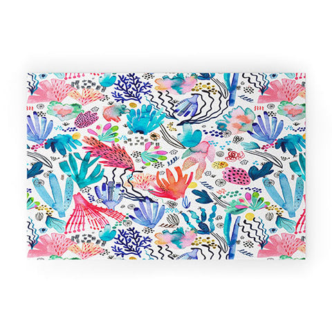 Ninola Design Coral Reef Watercolor Welcome Mat