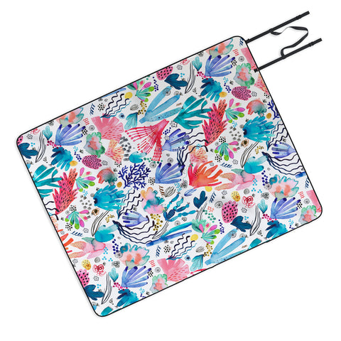 Ninola Design Coral Reef Watercolor Picnic Blanket