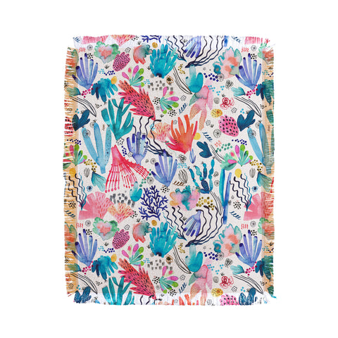 Ninola Design Coral Reef Watercolor Throw Blanket