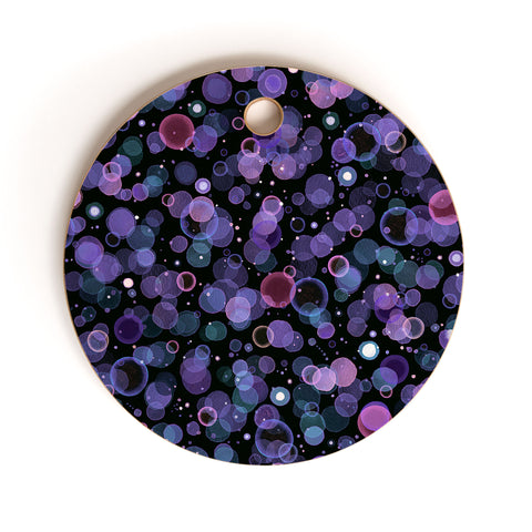 Ninola Design Cosmic Circles Ultraviolet Dots Bubbles Cutting Board Round