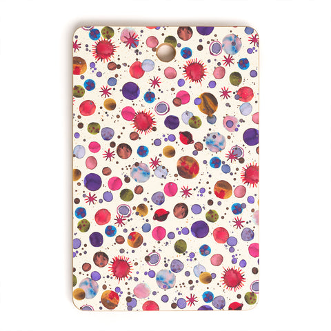 Ninola Design Cosmic galaxy constellation dots planets Cutting Board Rectangle
