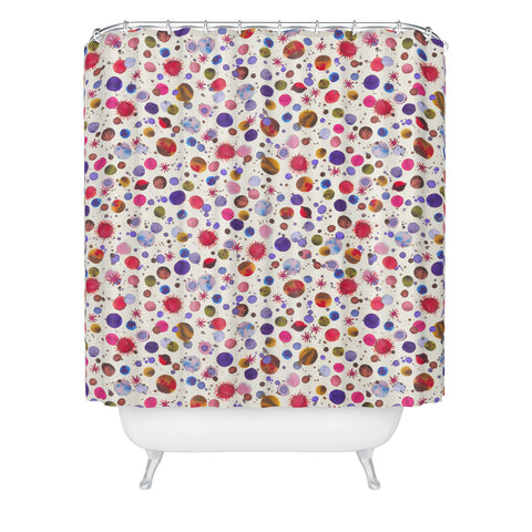 Ninola Design Cosmic galaxy constellation dots planets Shower Curtain