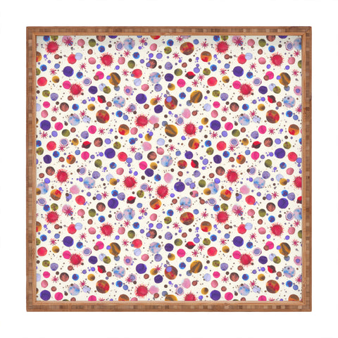 Ninola Design Cosmic galaxy constellation dots planets Square Tray