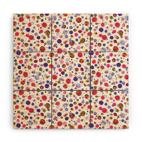 Ninola Design Cosmic galaxy constellation dots planets Wood Wall Mural