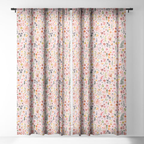 Ninola Design Countryside botanical Pink Sheer Window Curtain