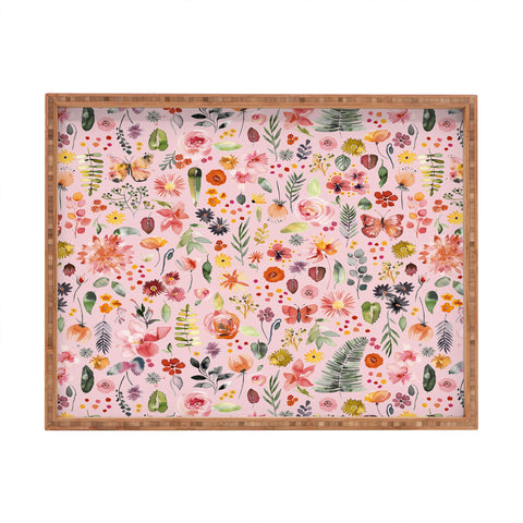 Ninola Design Countryside botanical Pink Rectangular Tray
