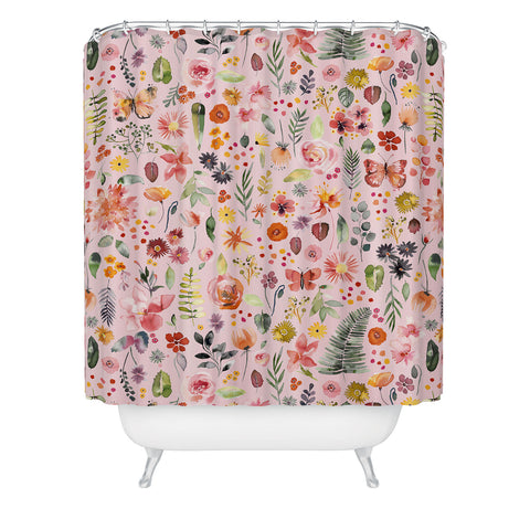 Ninola Design Countryside botanical Pink Shower Curtain