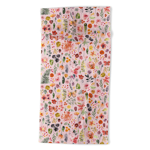Ninola Design Countryside botanical Pink Beach Towel
