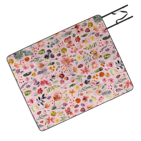 Ninola Design Countryside botanical Pink Picnic Blanket
