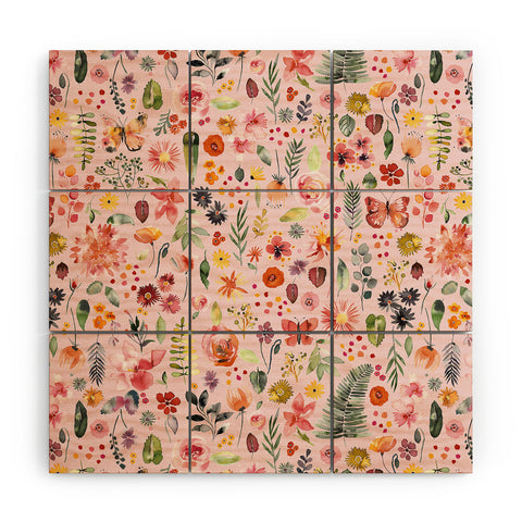 Ninola Design Countryside botanical Pink Wood Wall Mural