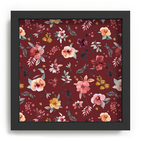 Ninola Design Countryside Floral Dark Red Recessed Framing Square