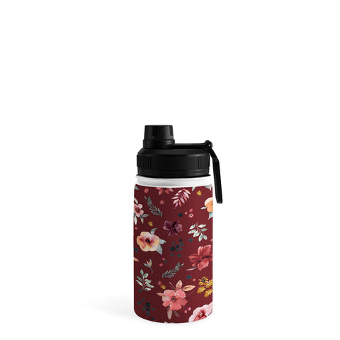 Ninola Design Countryside Floral Dark Red Water Bottle